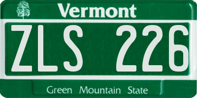 VT license plate ZLS226