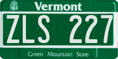 VT license plate ZLS227