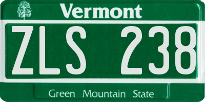 VT license plate ZLS238