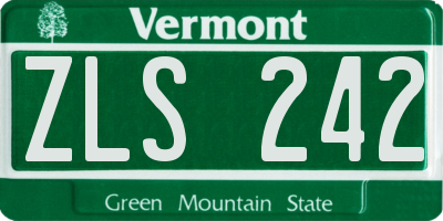VT license plate ZLS242