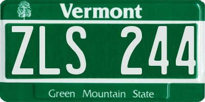 VT license plate ZLS244