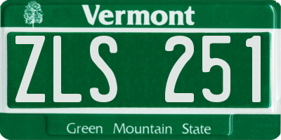 VT license plate ZLS251