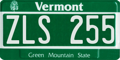 VT license plate ZLS255