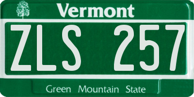 VT license plate ZLS257