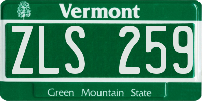 VT license plate ZLS259