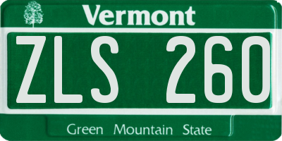 VT license plate ZLS260