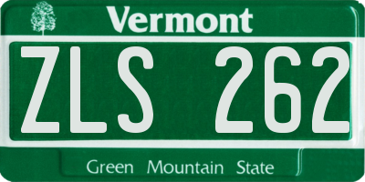 VT license plate ZLS262