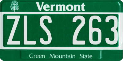 VT license plate ZLS263