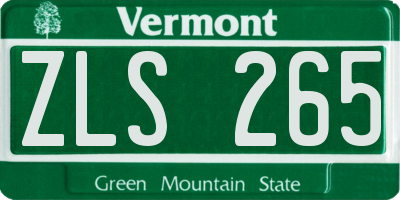VT license plate ZLS265