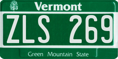VT license plate ZLS269