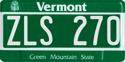 VT license plate ZLS270