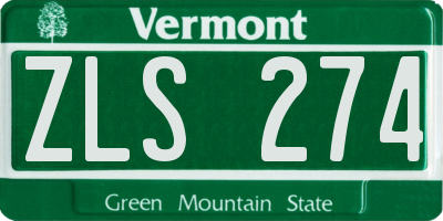 VT license plate ZLS274