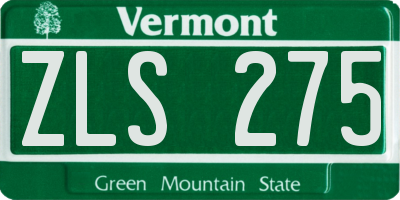 VT license plate ZLS275