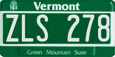 VT license plate ZLS278