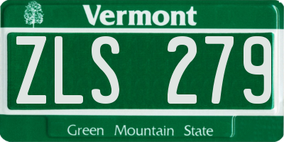 VT license plate ZLS279