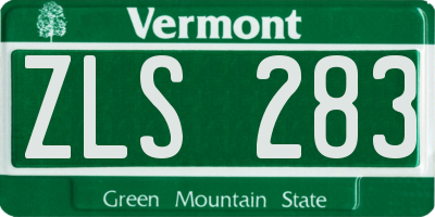 VT license plate ZLS283