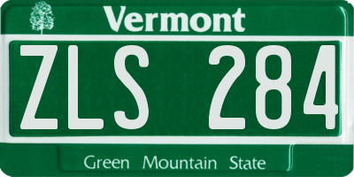VT license plate ZLS284