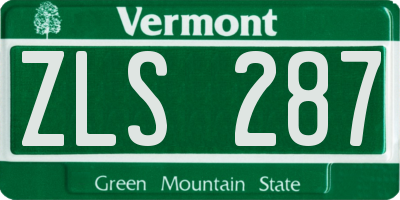 VT license plate ZLS287