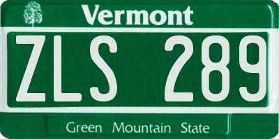 VT license plate ZLS289