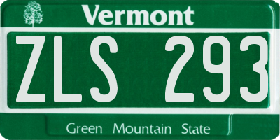 VT license plate ZLS293