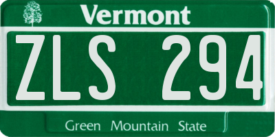 VT license plate ZLS294