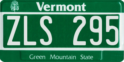 VT license plate ZLS295