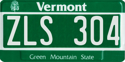 VT license plate ZLS304
