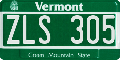 VT license plate ZLS305