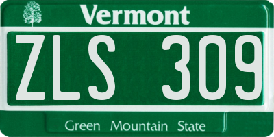 VT license plate ZLS309