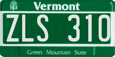 VT license plate ZLS310