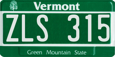 VT license plate ZLS315