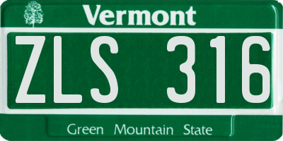 VT license plate ZLS316