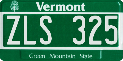 VT license plate ZLS325