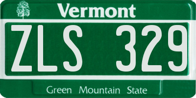 VT license plate ZLS329