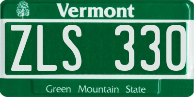 VT license plate ZLS330