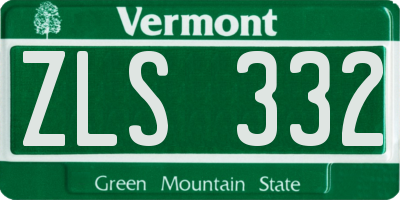 VT license plate ZLS332