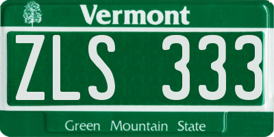 VT license plate ZLS333