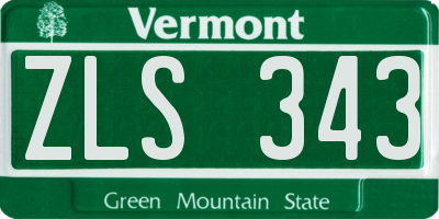 VT license plate ZLS343