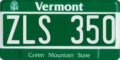 VT license plate ZLS350