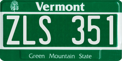 VT license plate ZLS351