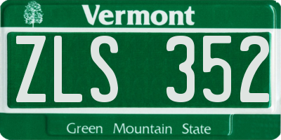 VT license plate ZLS352