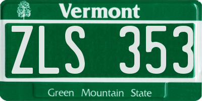 VT license plate ZLS353