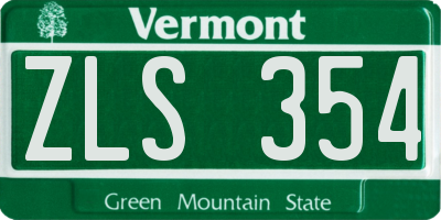 VT license plate ZLS354