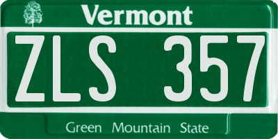 VT license plate ZLS357