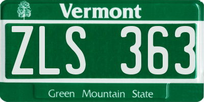 VT license plate ZLS363