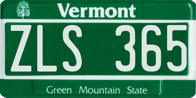 VT license plate ZLS365