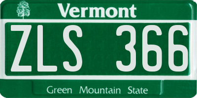 VT license plate ZLS366