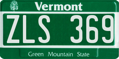 VT license plate ZLS369