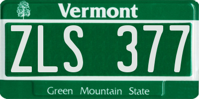 VT license plate ZLS377