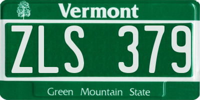 VT license plate ZLS379